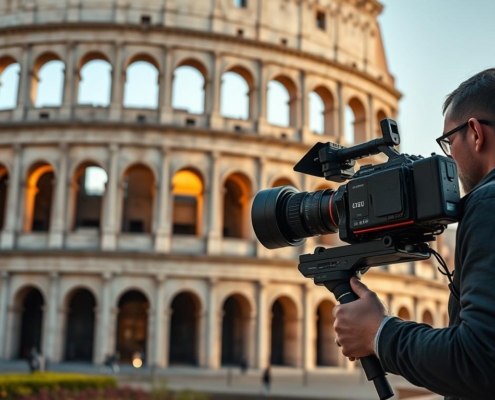 Videomaker Roma che riprende in una location storica