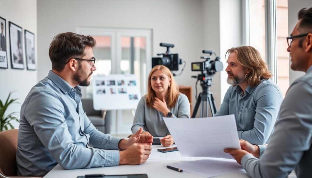 Videomaker Roma durante una consulenza con cliente