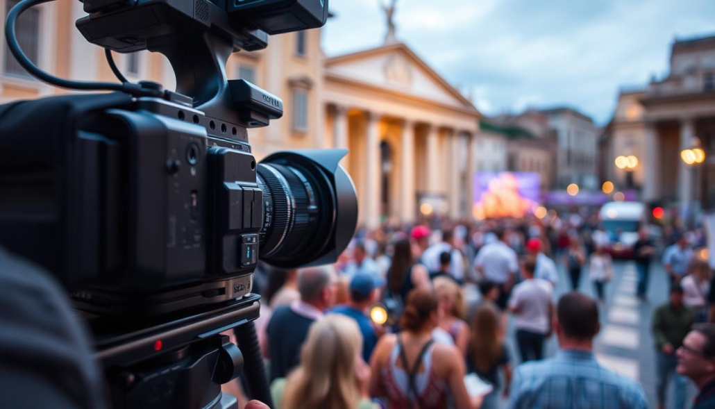 Immagine di un evento a Roma con una videocamera professionale